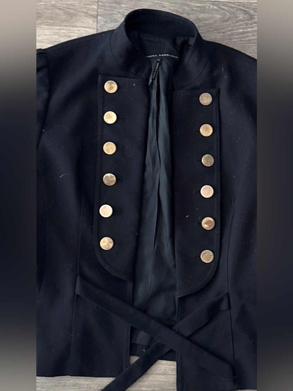 Sandra Angelozzi Military-Style Black Jacket – Size 40